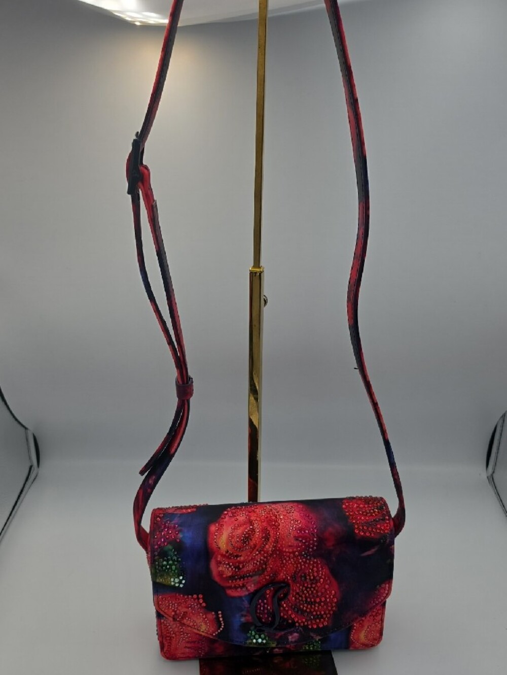 Christian Louboutin Loubi54 Crepe Satin Roses Small Crossbody (NWT)COA💙🌹💙 - Picture 6 of 16